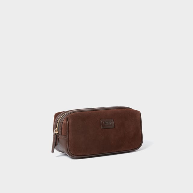 OSPREY LONDON OSPREY LONDON Men's The Mocha Suede Washbag in Chocolate - 2