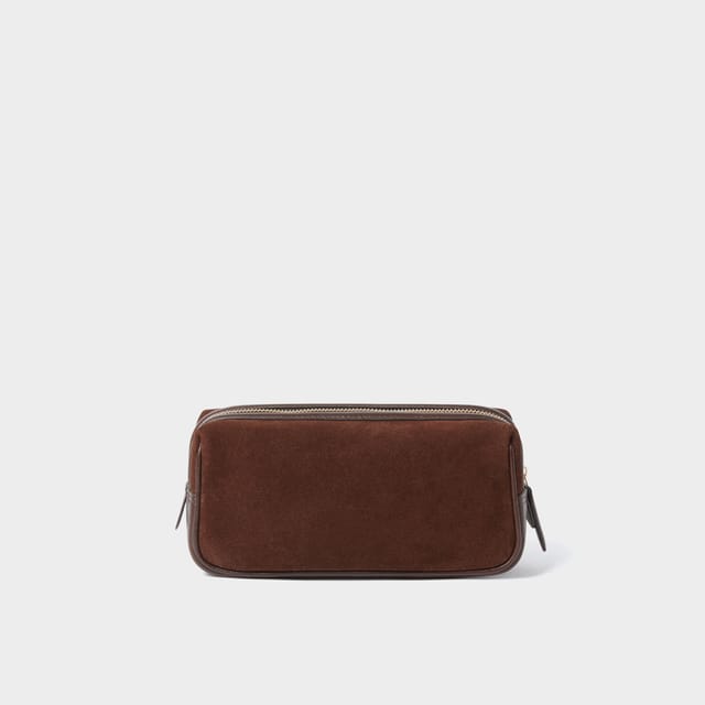 OSPREY LONDON OSPREY LONDON Men's The Mocha Suede Washbag in Chocolate - 3