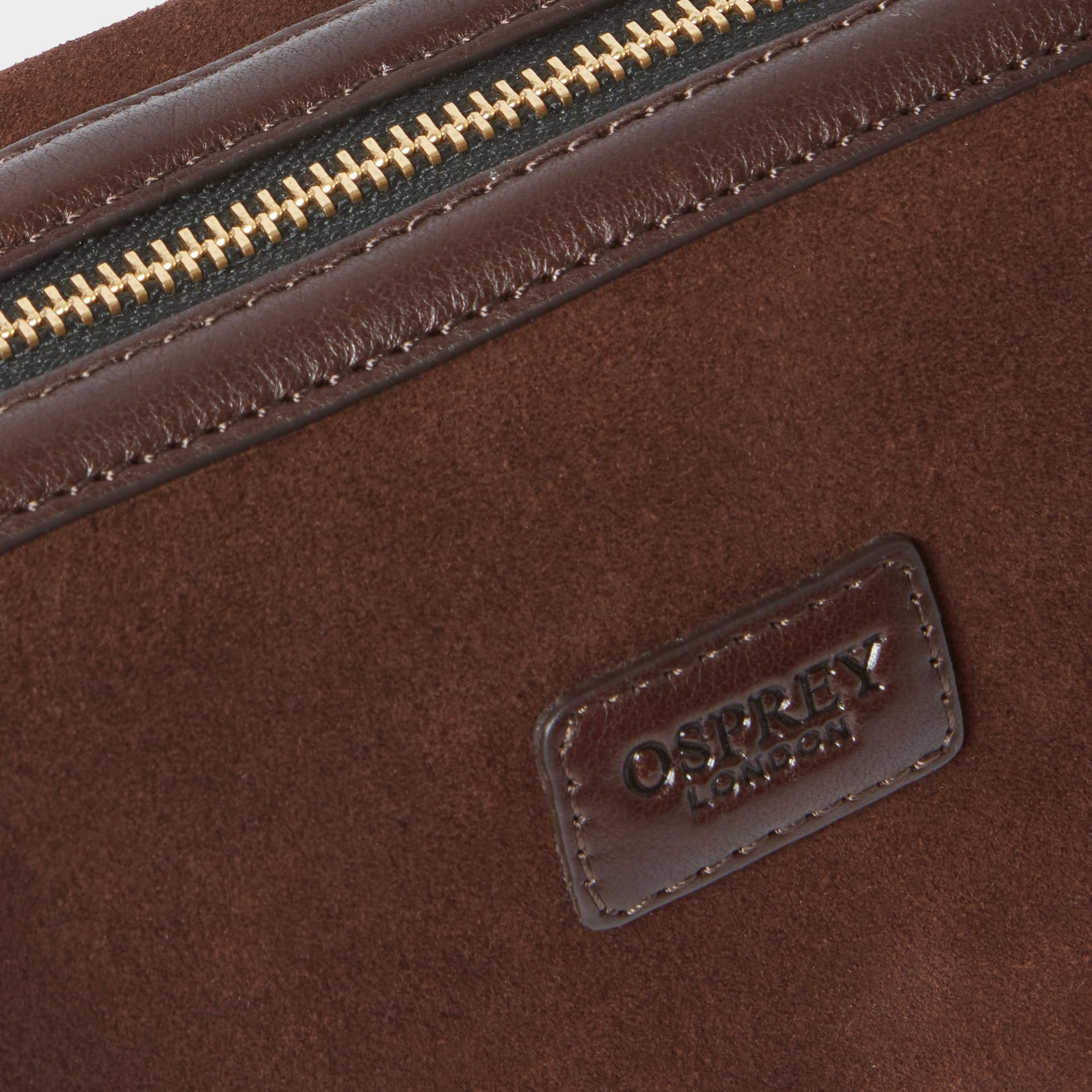OSPREY LONDON OSPREY LONDON Men's The Mocha Suede Washbag in Chocolate - 4