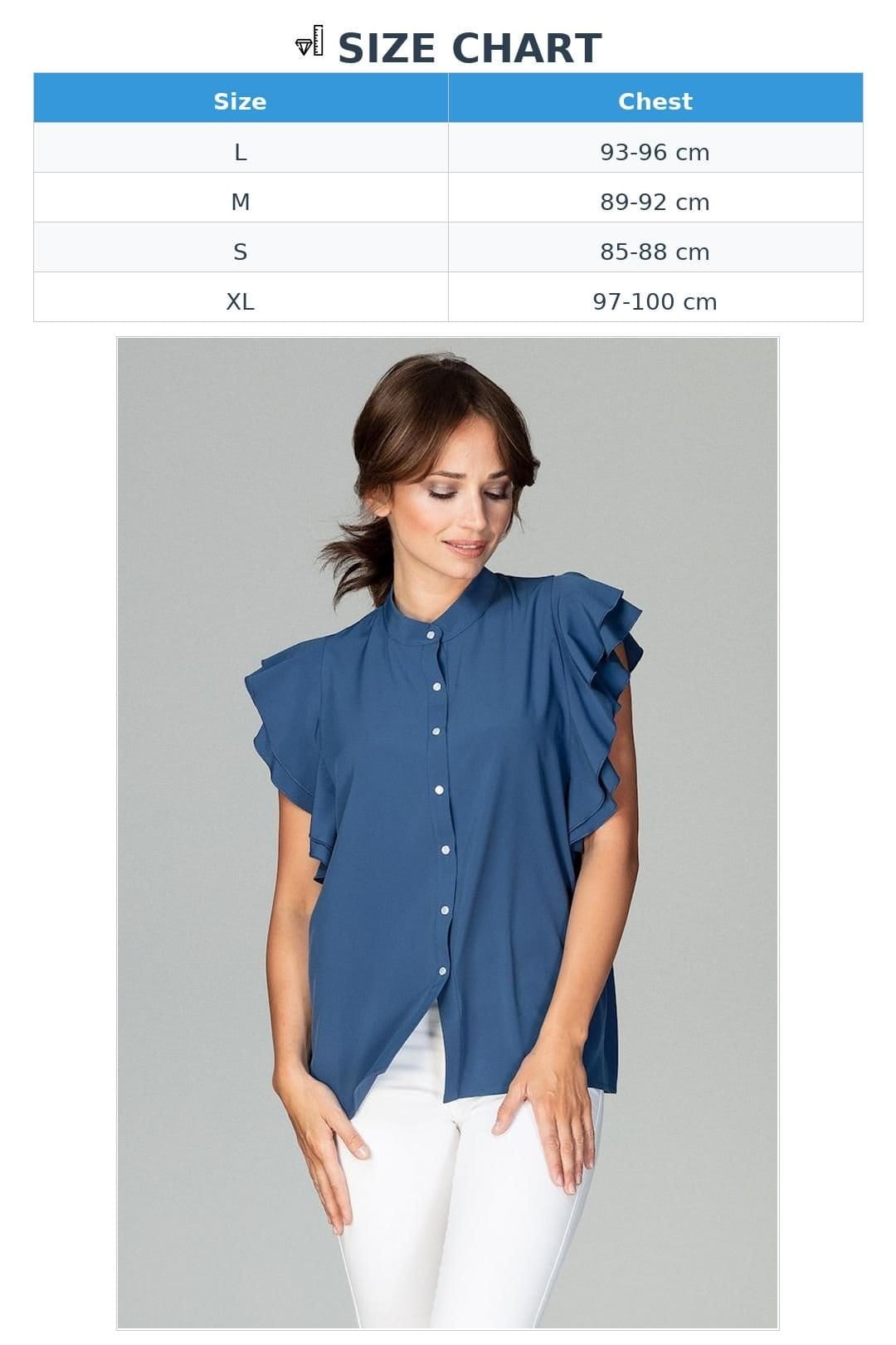 Love Lace Love Lace Women's Loose Fit Shirt with Frilled Sleeves Buttons in Blue - 4
