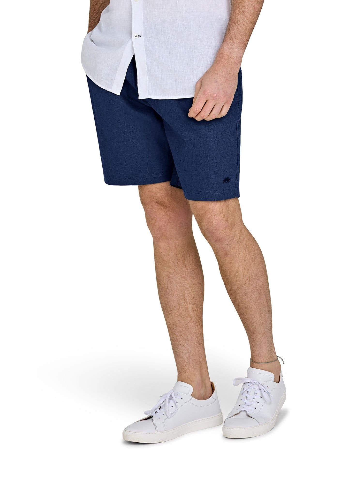 raging bull Raging Bull Men's Stretch Waist Linen Short in Navy - 4