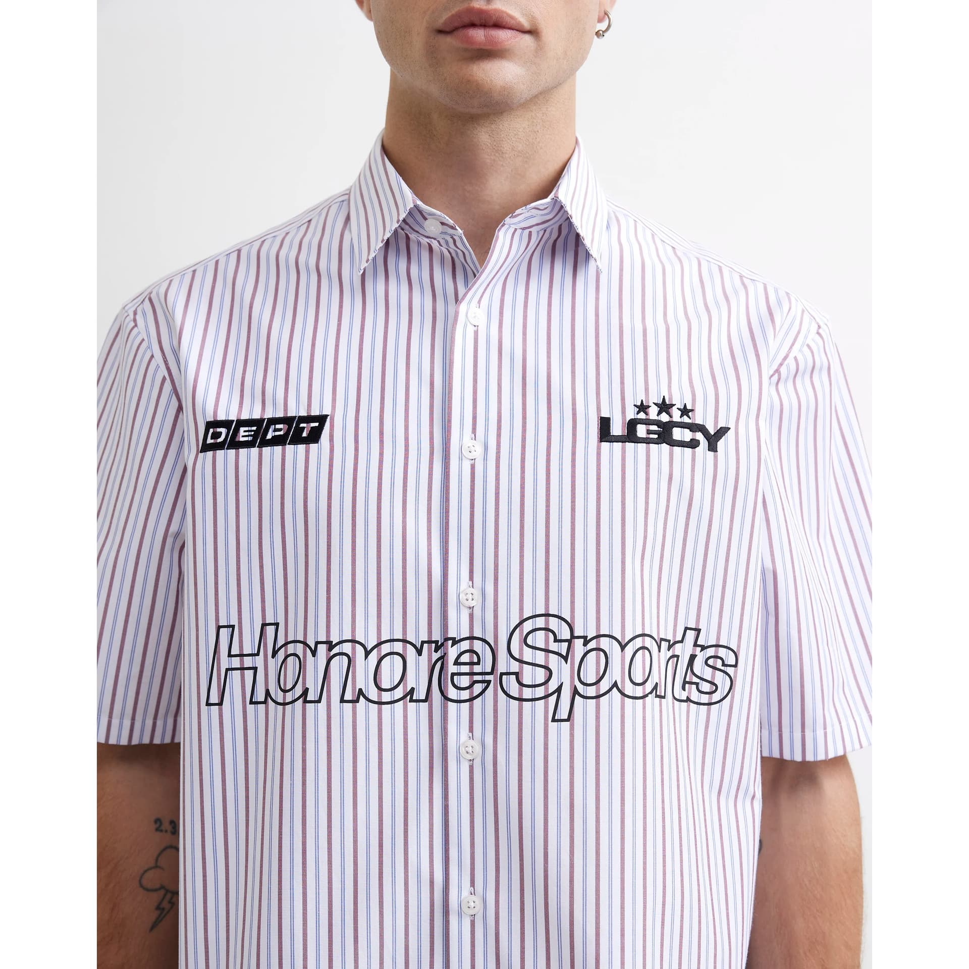 River Island Mens River Island Burgundy Boxy Fit Stripe Honore Sport Shirt