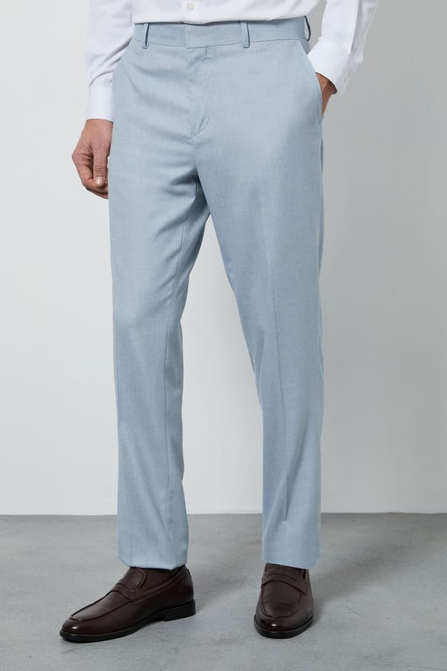 Burton Burton Men's Light Blue Slim Fit Suit Trousers - 2