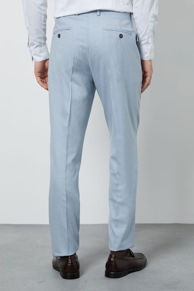 Burton Burton Men's Light Blue Slim Fit Suit Trousers - 3
