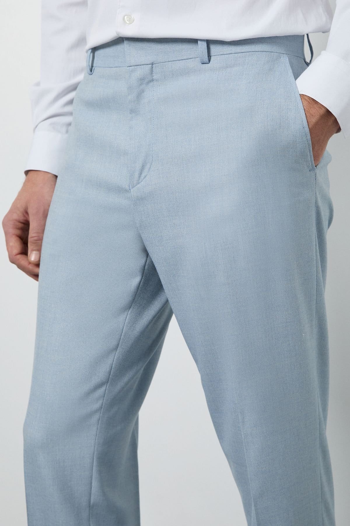 Burton Burton Men's Light Blue Slim Fit Suit Trousers - 4