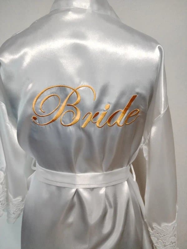 Source Unknown brides white silky dressing gown