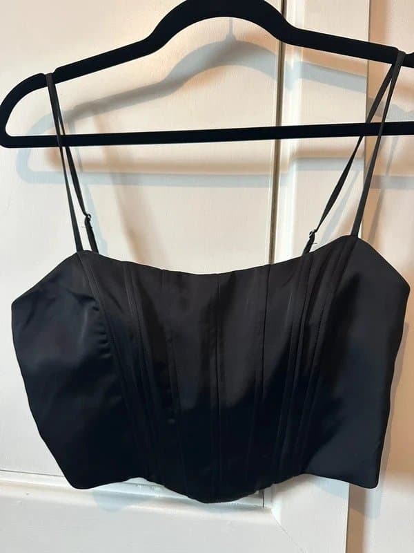 Bershka Black satin cropped corset top