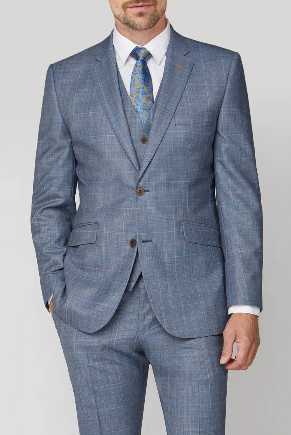 Scott Scott Men's Sharkskin with Overcheck Jacket in Blue - 2