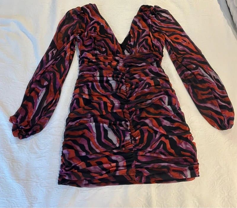 ASOS ASOS Animal Print Mesh Mini Evening Party Dress