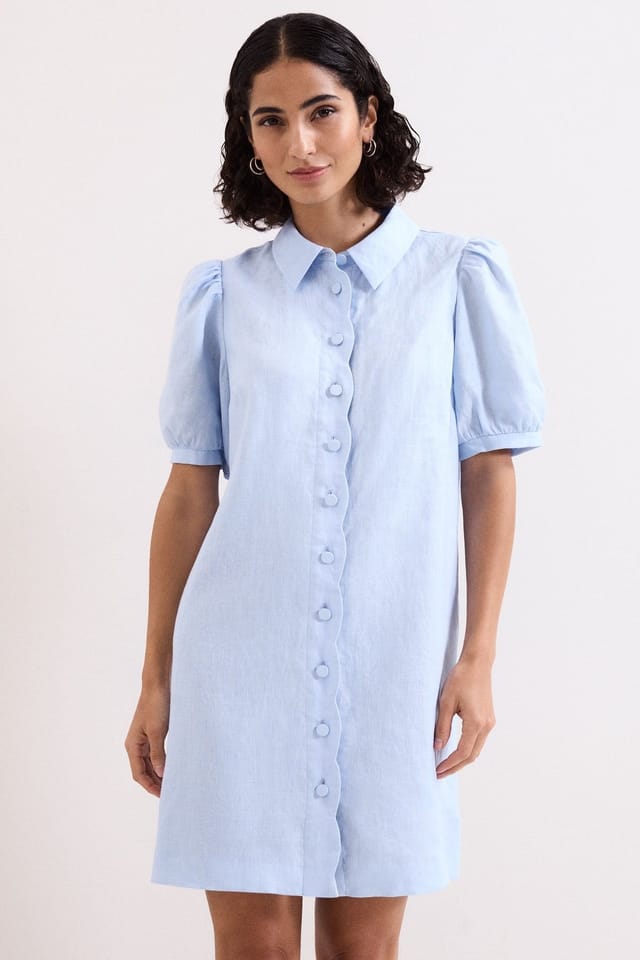Phase Eight Phase Eight Women's Candice Linen Dress in Baby Blue - 3