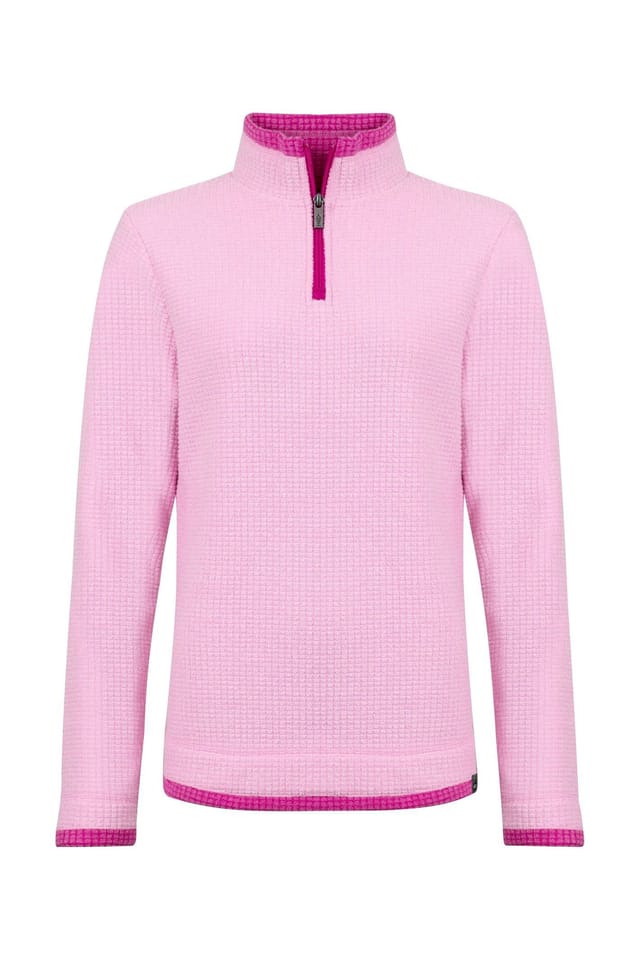 Weird Fish Weird Fish Women's Beye 1/4 Zip Grid Fleece in Pink - 2