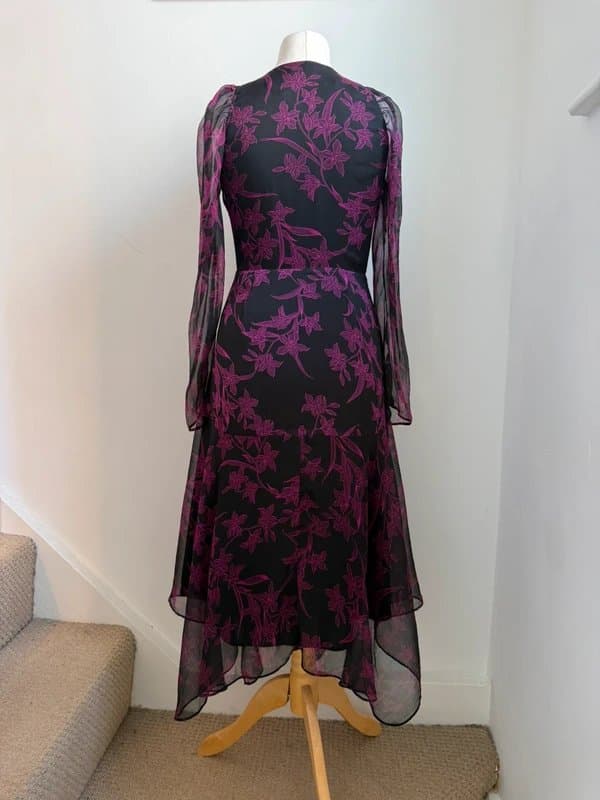 Vince Camuto Vince Camuto Floral Chiffon Midi Dress, Designer Label, Occasion Wear - Size XS (UK 8 recommended)