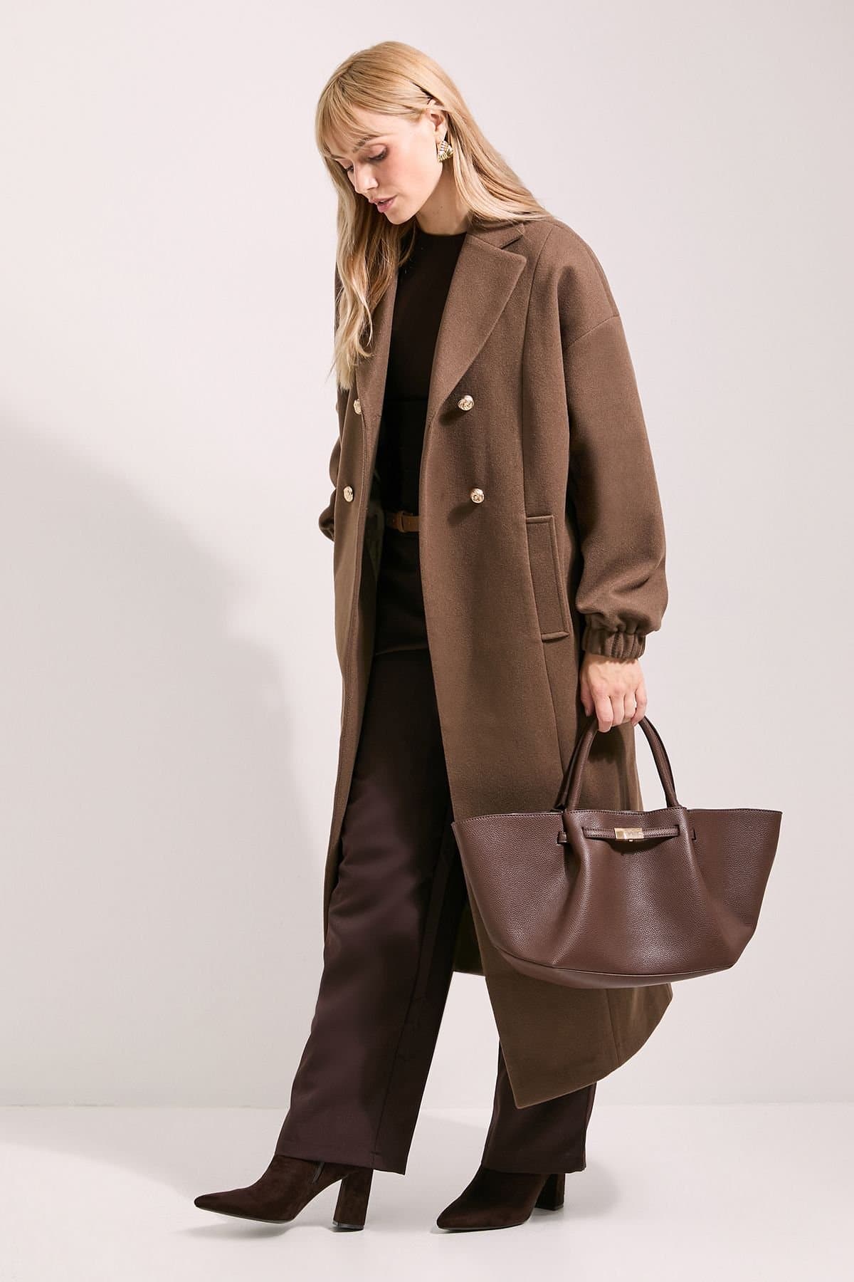 Wallis Wallis Women's Principles by Double Breasted Pocket Coat in Brown