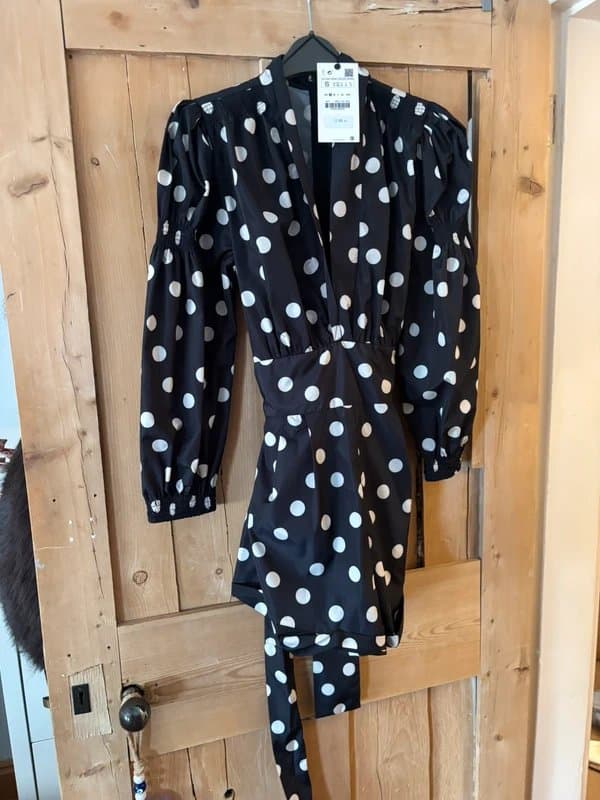 Zara Zara polka dot tie front playsuit S