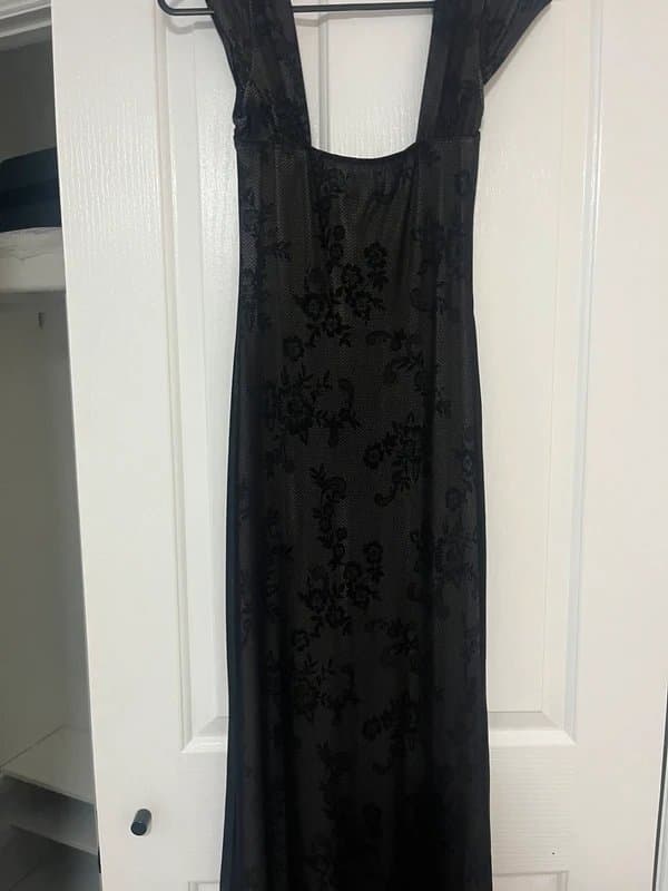 ASOS Black maxi dress with mesh floral print