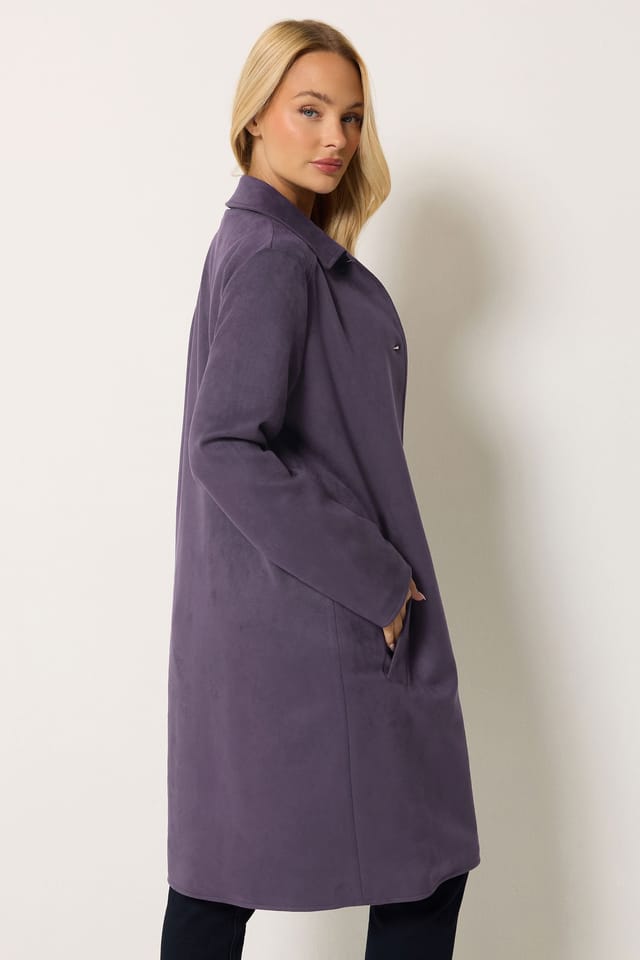 M&Co M&Co Women's Faux Suede Midi Trench Coat in Purple - 3