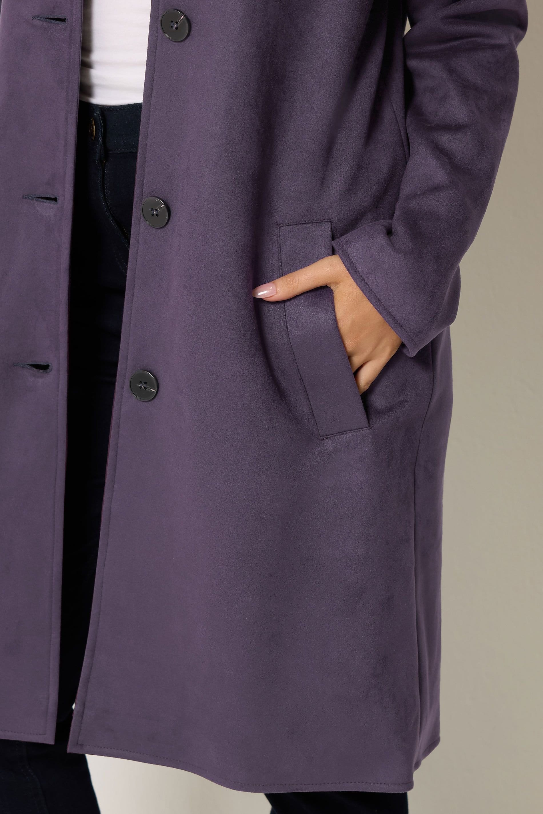 M&Co M&Co Women's Faux Suede Midi Trench Coat in Purple - 4