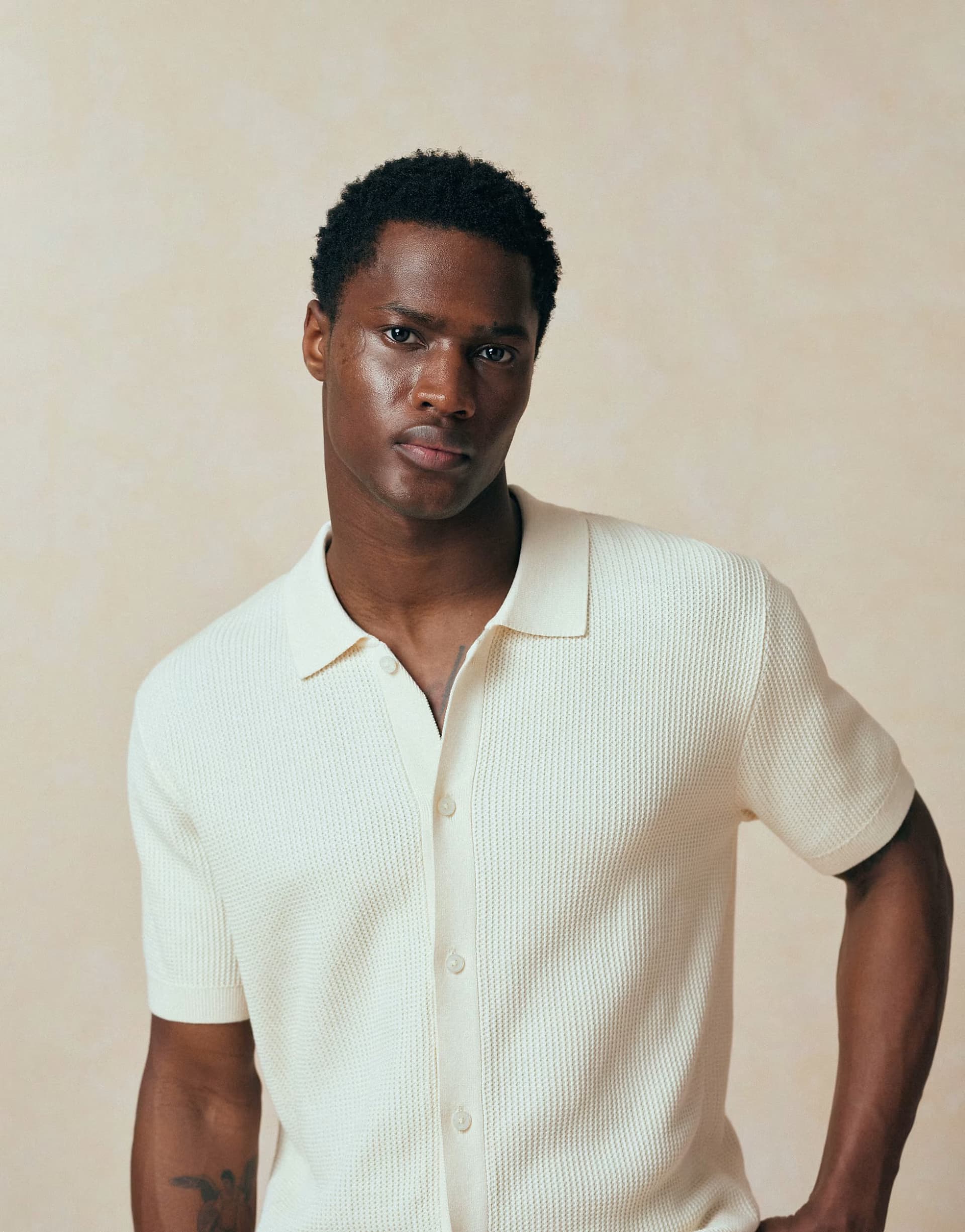 ASOS Mango 100% cotton waffle knit button down cardigan in ecru