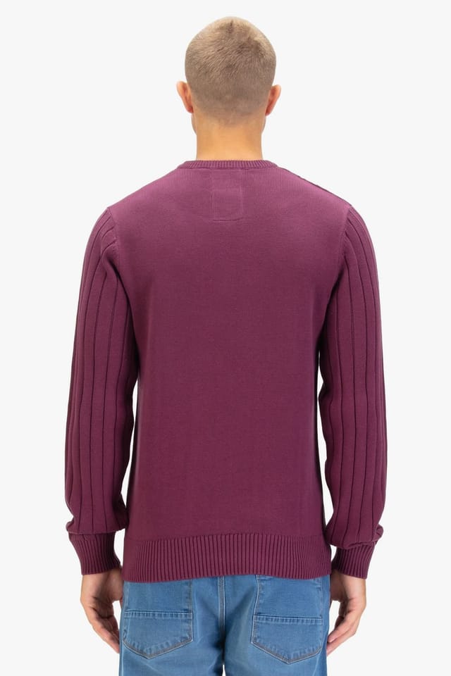 Luke 1977 Luke 1977 Men's Mitcham Cable Knit Jumper in Dark Red - 2