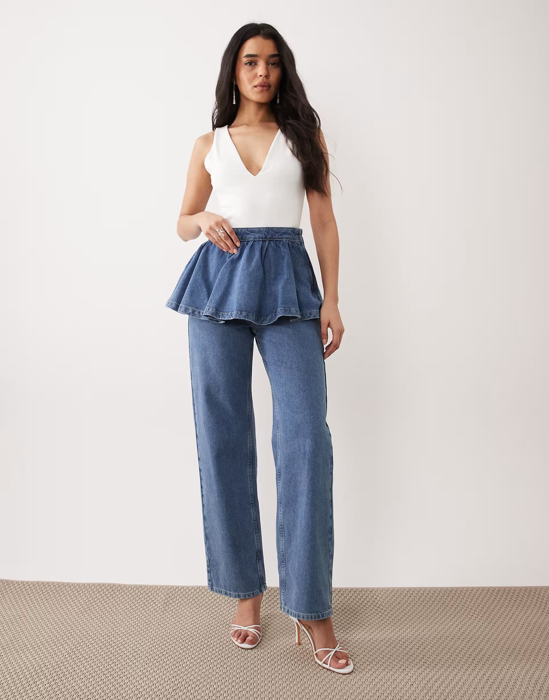 ASOS ASOS LUXE jean with overskirt detail in light blue
