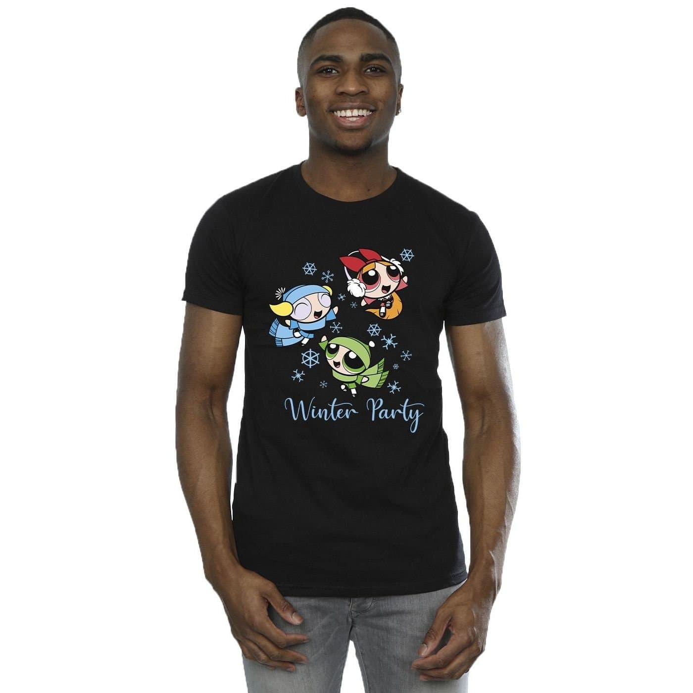 Powerpuff Girls Powerpuff Girls Men's Winter Party T-Shirt in Black