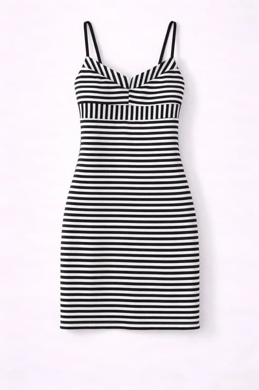 Miss Selfridge Miss Selfridge Black White Stripe Bodycon Mini Dress UK 6 Empire Seam Strappy Y2K