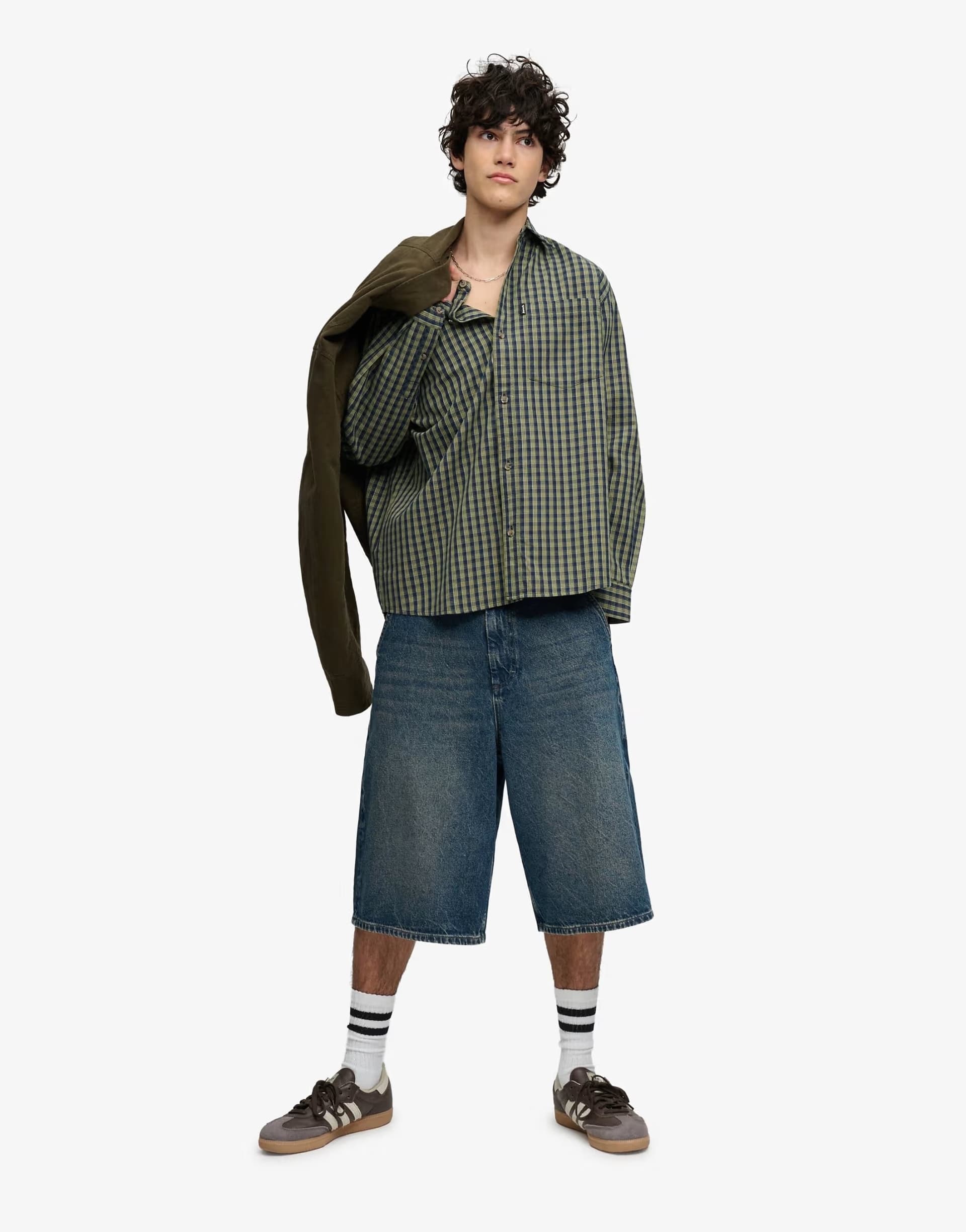 ASOS Bench x Superdry & Co Skater check long sleeve shirt in caldar check green