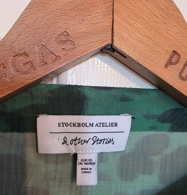 & Other Stories Green Floral Sheer Plisse Top