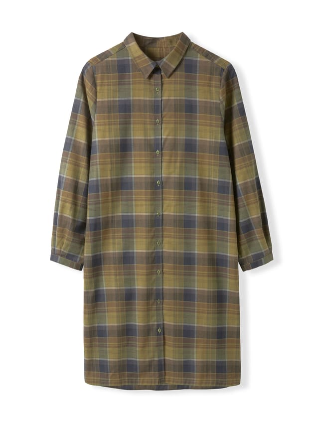Celtic & Co Celtic & Co Women's Checked Collared Shirt Dress in Olive - 2