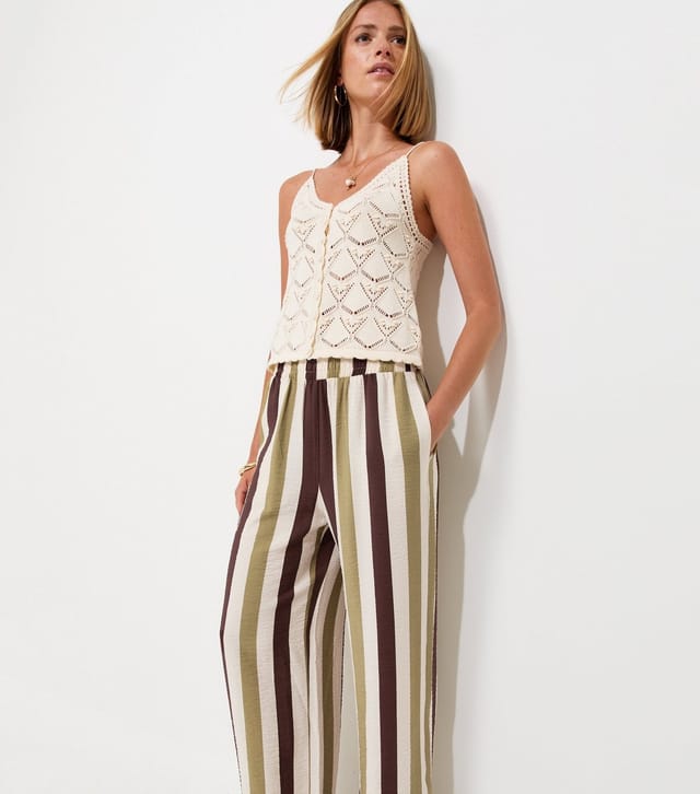 New Look Women's Green Striped Wide Leg Trousers New Look - 3