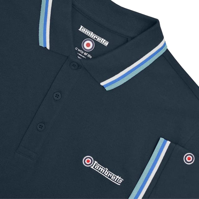 Lambretta Lambretta Men's SS25 Triple Tipped Big & Tall Polo Shirt in Navy - 3