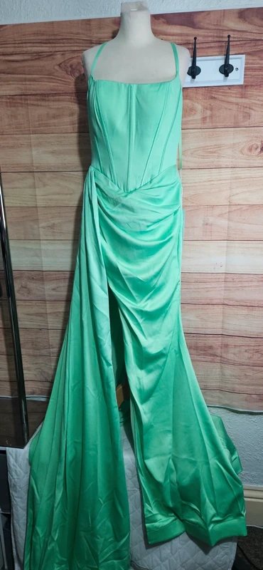 portia scarlett Portia & Scarlett mint satin evening occasions dress size 14 rrp £300 - 1