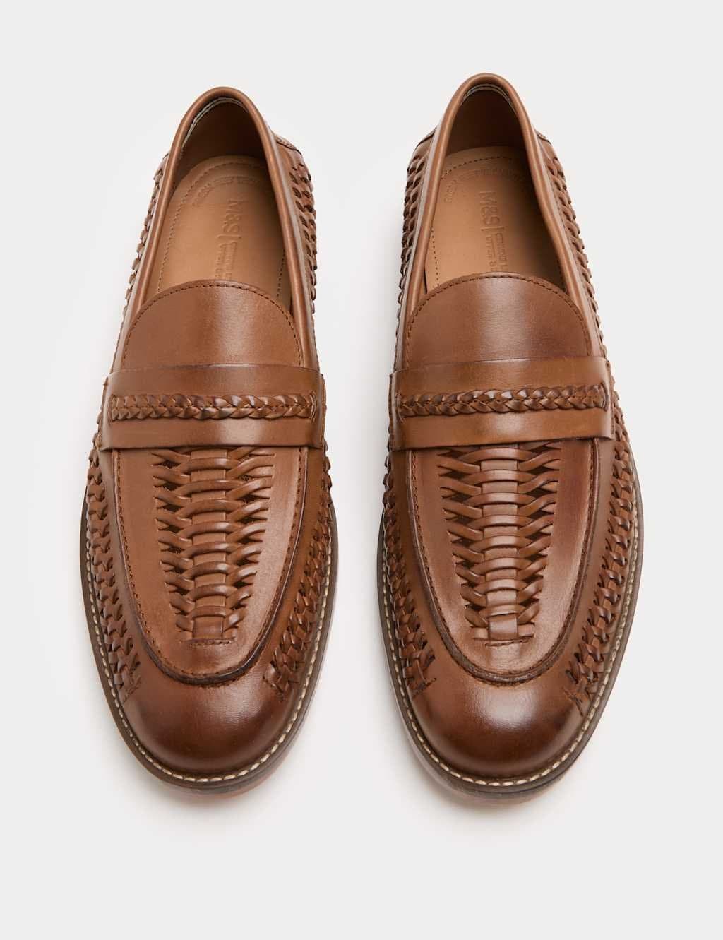 Marks & Spencer M&S Tan Leather Woven Loafers