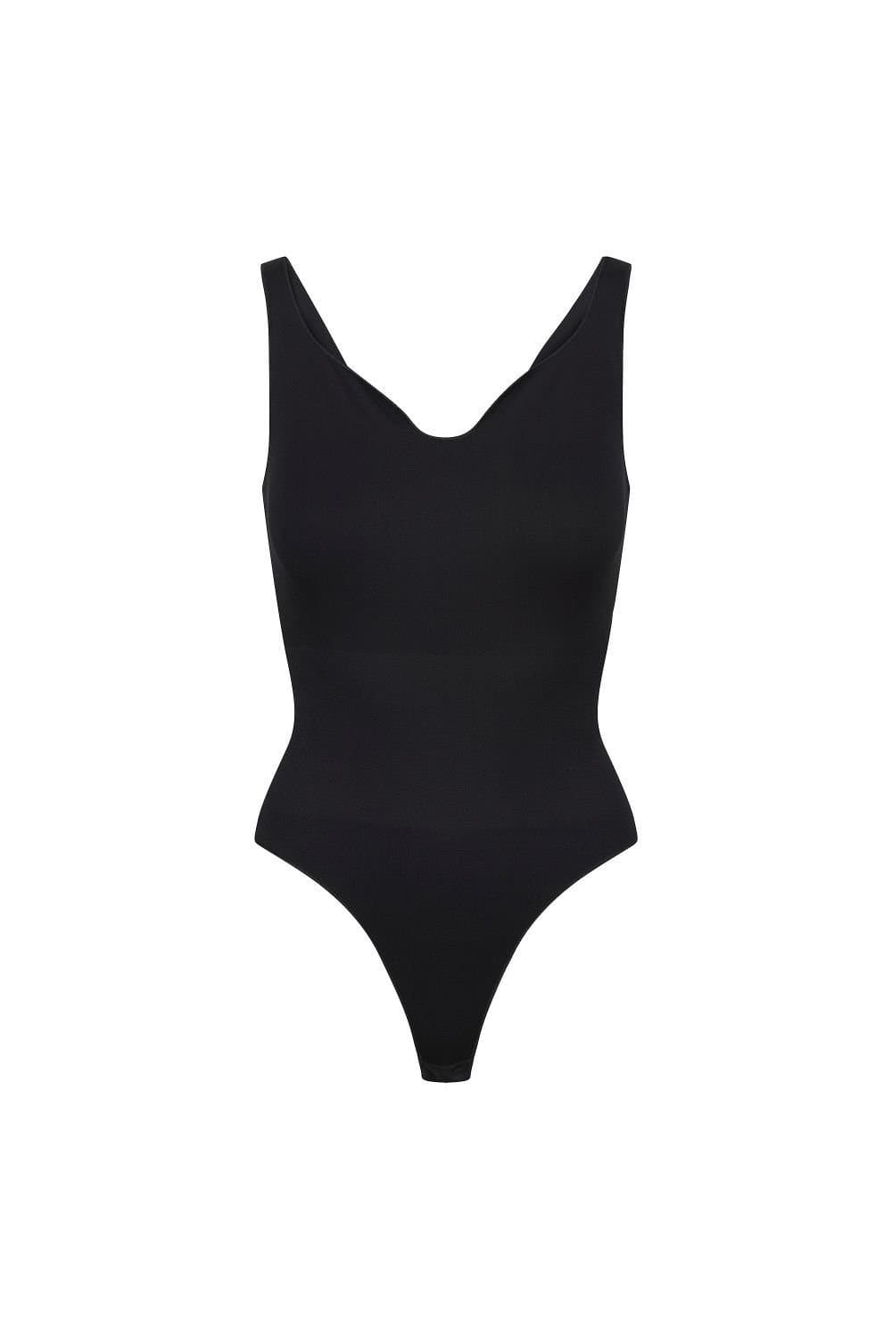 Ruey Ruey Women's Essentials Sweetheart Bodysuit Sculpting Stretch Fit in Black