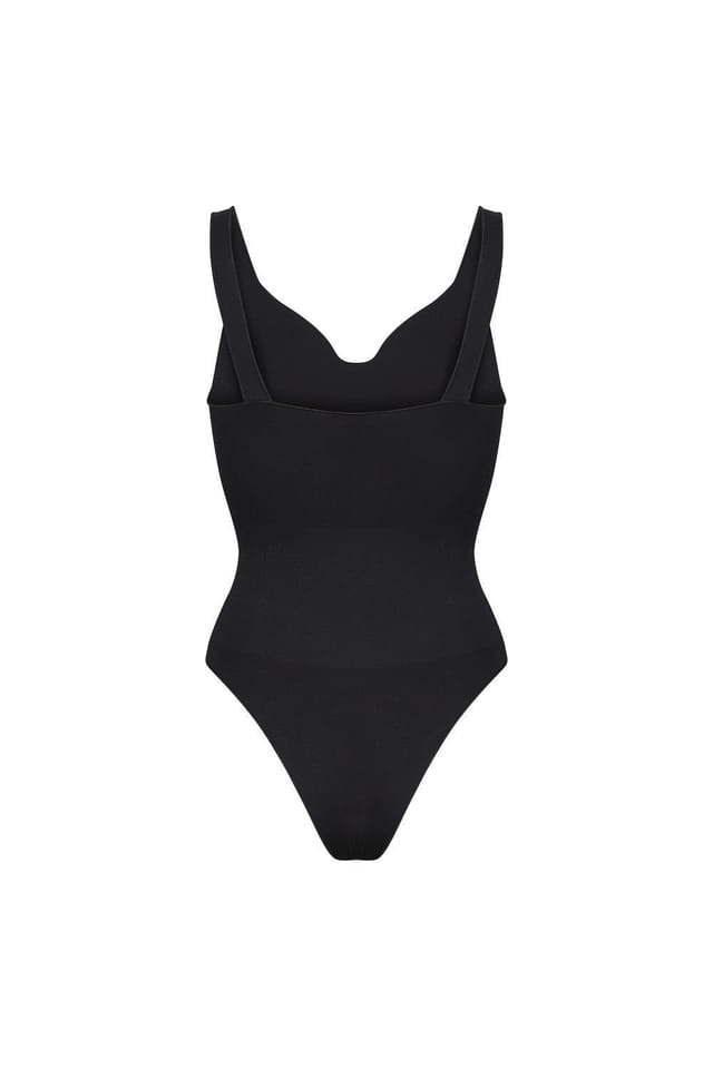 Ruey Ruey Women's Essentials Sweetheart Bodysuit Sculpting Stretch Fit in Black - 2