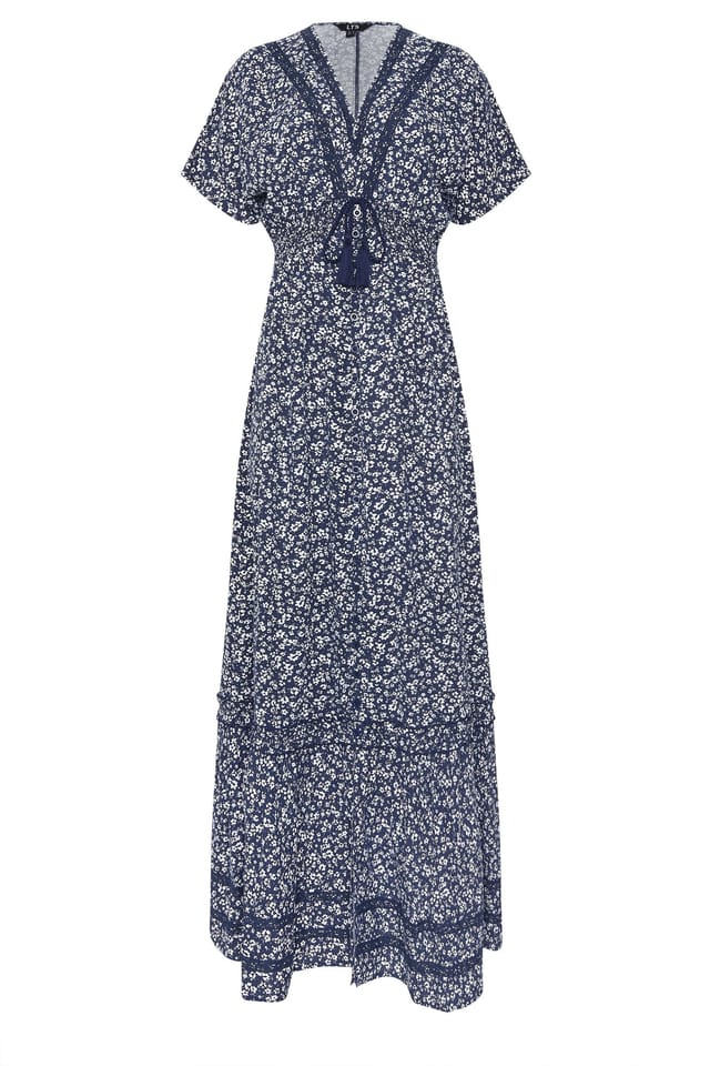 Long Tall Sally Long Tall Sally Women's Tall Ditsy Floral Button Maxi Dress in Mid Navy - 2