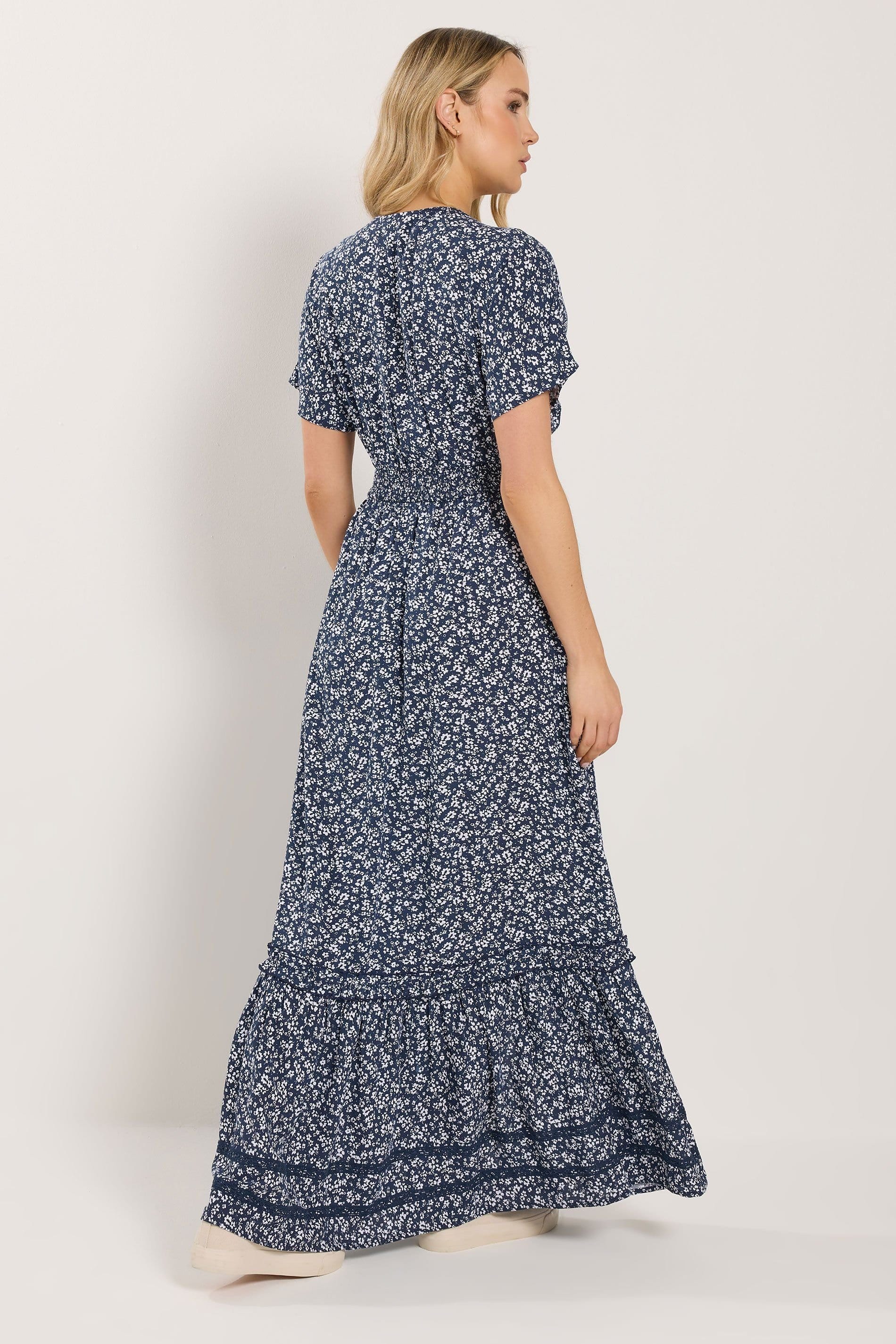 Long Tall Sally Long Tall Sally Women's Tall Ditsy Floral Button Maxi Dress in Mid Navy - 4