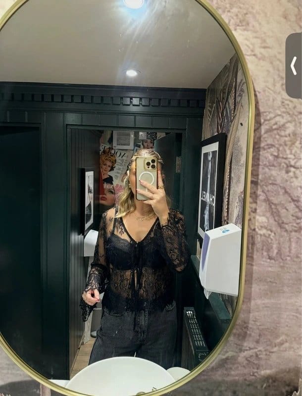ASOS Black Lace Long Sleeve Blouse