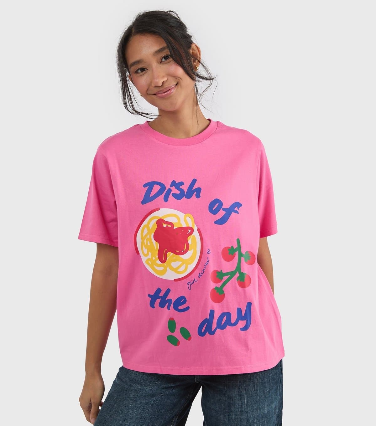 Custard Women's Light Pink Cotton Dish Of The Day T Shirt Custard New Look