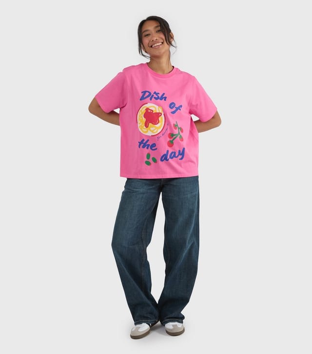 Custard Women's Light Pink Cotton Dish Of The Day T Shirt Custard New Look - 2