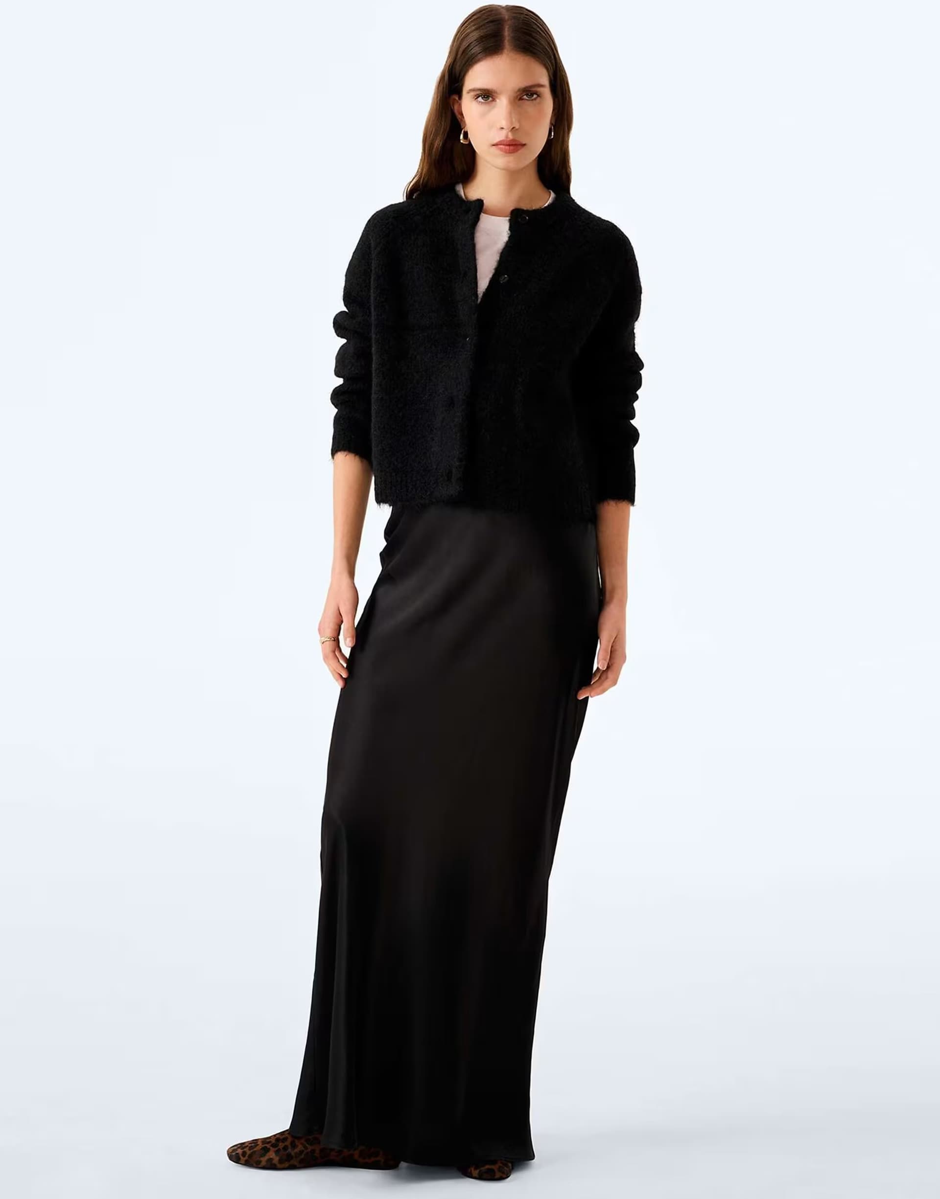 ASOS Omnes monty maxi slip skirt in black