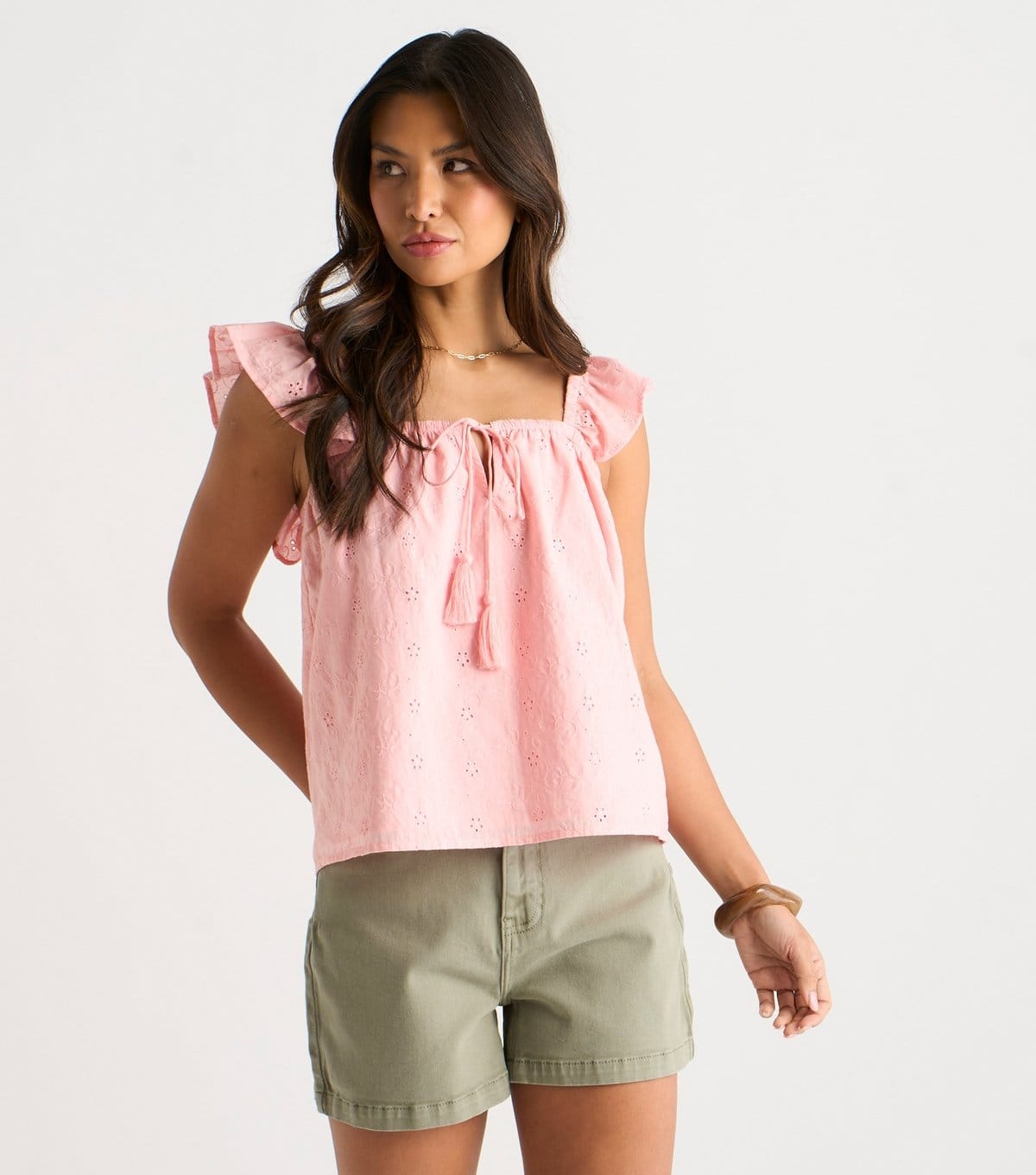 Gini London Light Pink Ruffle Trim Cami Top