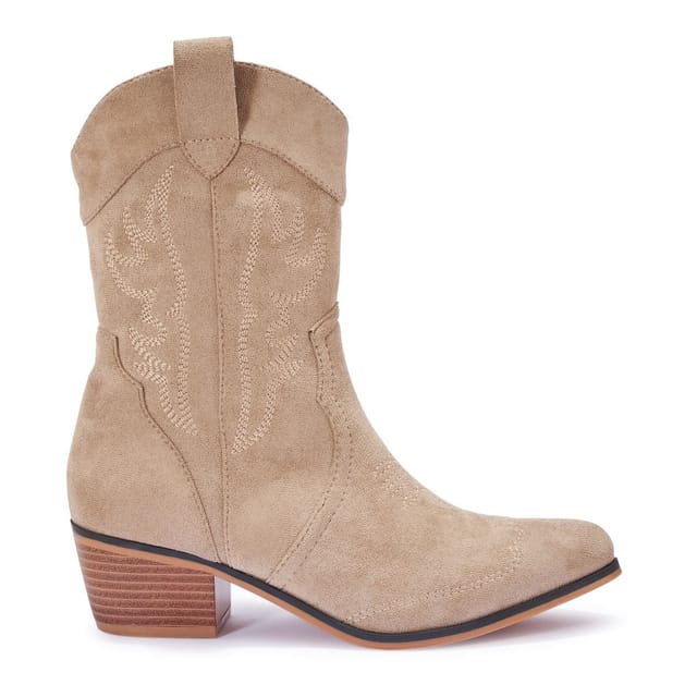 Truffle Collection Truffle Collection Women's Ankle Boots Zip Microfibre Pointed Toe Block Heel Shoes in Stone - 3