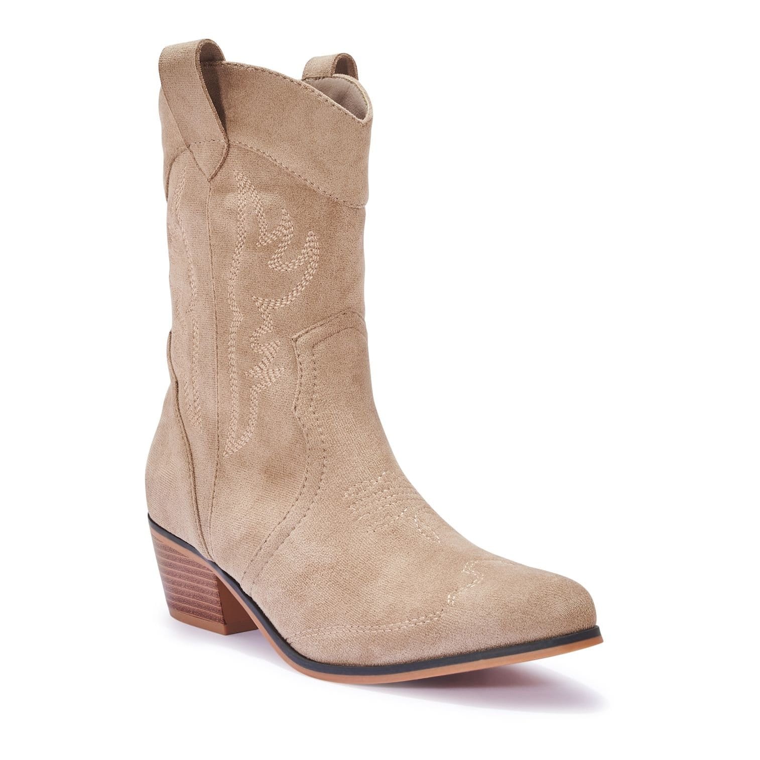 Truffle Collection Truffle Collection Women's Ankle Boots Zip Microfibre Pointed Toe Block Heel Shoes in Stone - 4