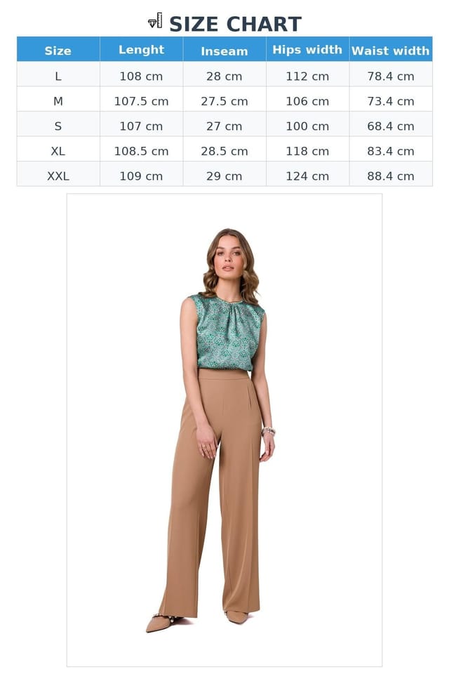 Love Lace Love Lace Women's Wide Leg Trousers With Waist Darts & Pockets Style 177227 in Beige - 3