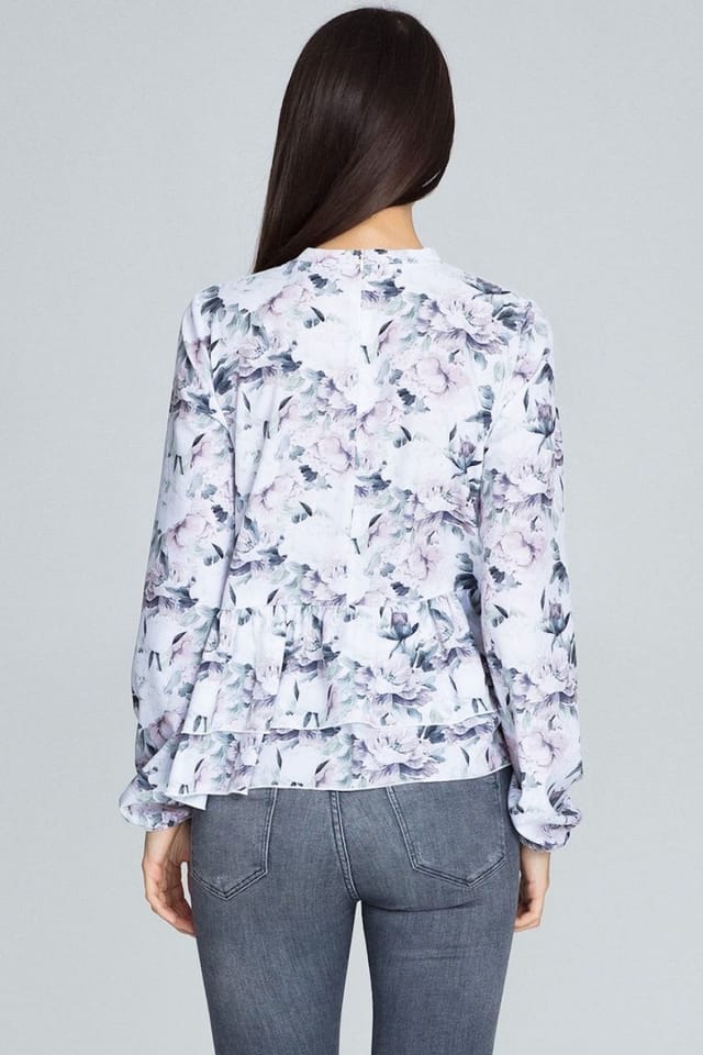 Love Lace Love Lace Women's Floral Loose Fit Blouse With Ruffled Sleeves - 2