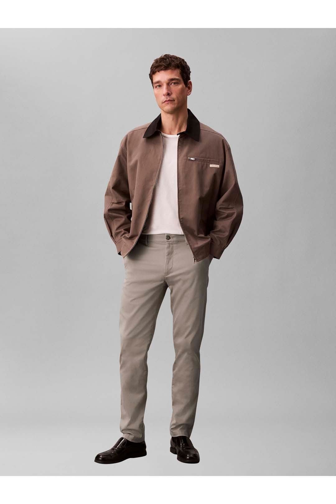 Calvin Klein Calvin Klein Men's Slim Refined Cotton Stretch Trouser Vintage Khaki - 4
