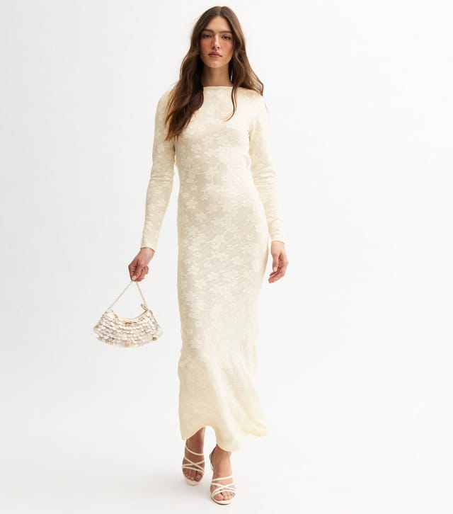 New Look Women's White Floral Devore Cowl Back Maxi Dress New Look - 3