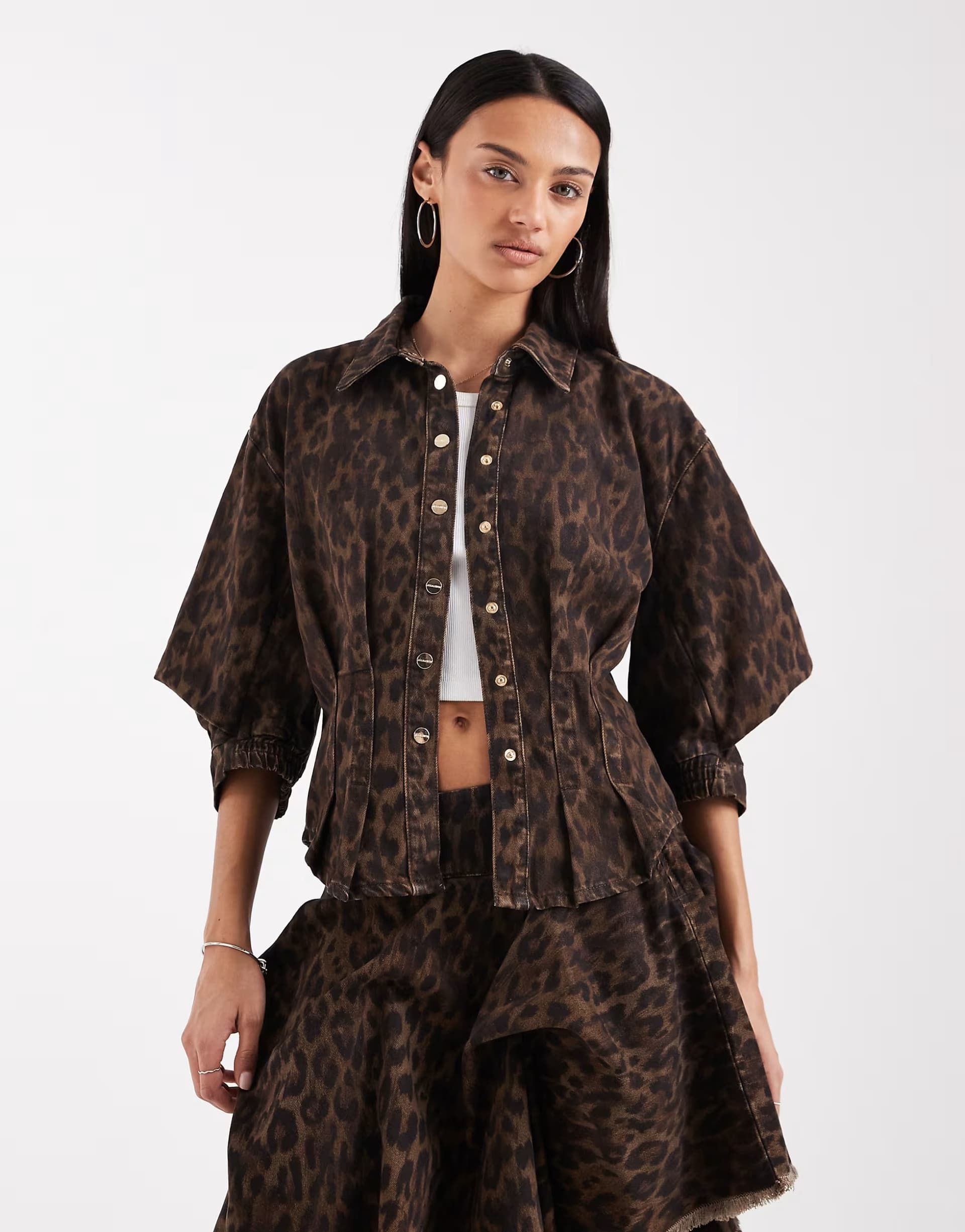 ASOS AllSaints denim co-ord in leopard print