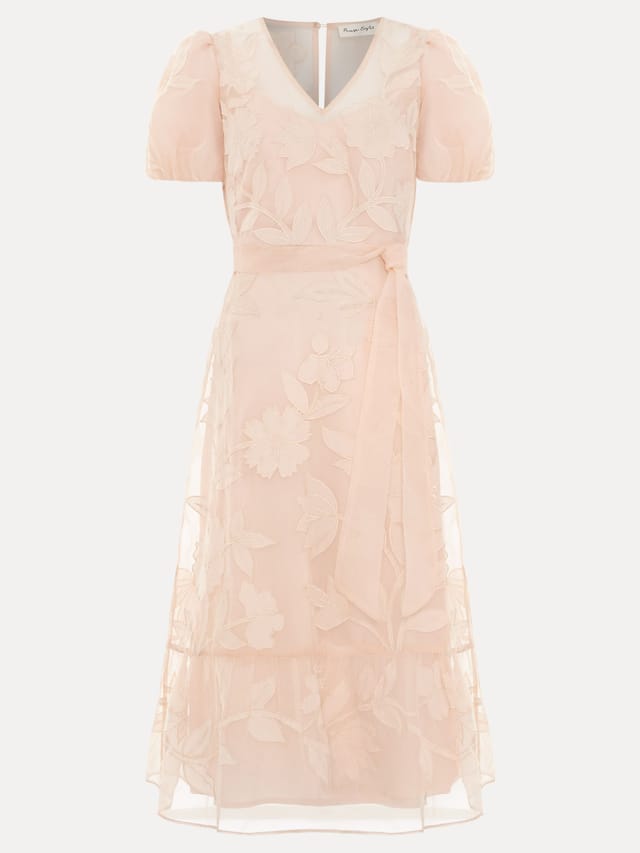 Phase Eight Phase Eight Women's Chrissie Tie-Waist Wrap Midi Dress in Pale Pink - 2